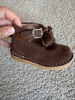 Toddler Brown Suede Fringe Ankle Boot with Buckle
